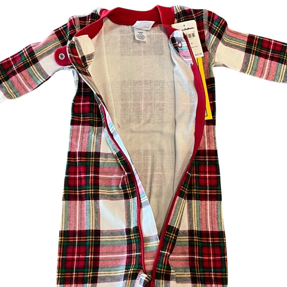 NWT Hanna Andersson Pajama Sleeper Unisex 80cm 18-24mos Plaid 100% Organic Cotto
